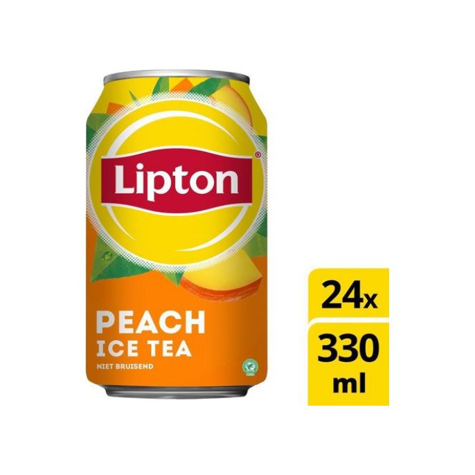 LIPTON Peach Ice Tea 0.33 l Koolzuurvrij Blik (pak 24 stuks)