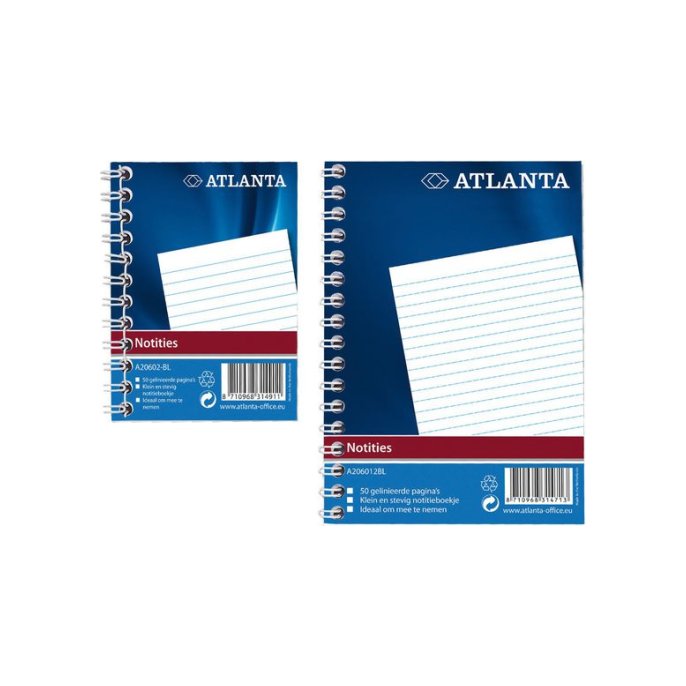 ATLANTA Notitieboek met spiraal 105 x 74 mm Gelinieerd (blok 50 vel)