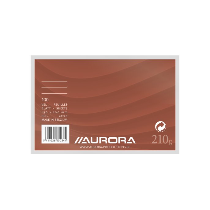 AURORA Systeemkaart 100 x 150 mm gelijnd 6 mm met rode koplijn 205 g/m² (pak 100 vel)