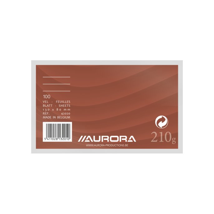 AURORA Systeemkaart 80 x 130 mm gelijnd 6 mm met rode koplijn 205 g/m² (pak 100 vel)