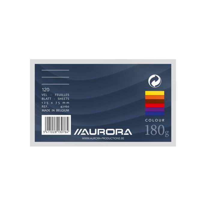 AURORA Systeemkaart Gelinieerd 75 x 125 mm Assorti (pak 1000 stuks)