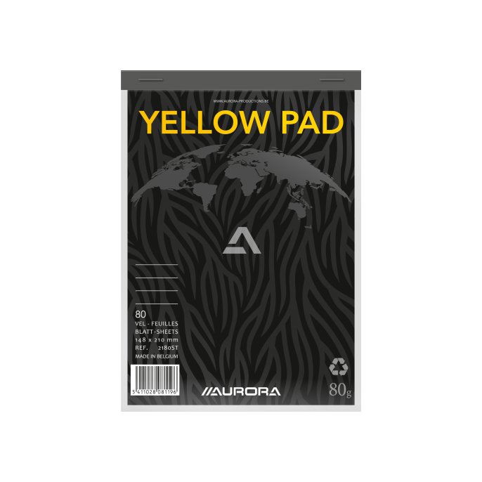 AURORA Yellow Pad Schrijfblok A5 Gelinieerd Grijs / Geel (blok 80 vel)