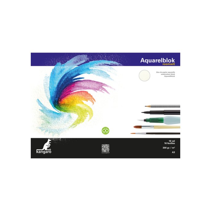 Aquarelpapier A3 300g roomwit/pk16v