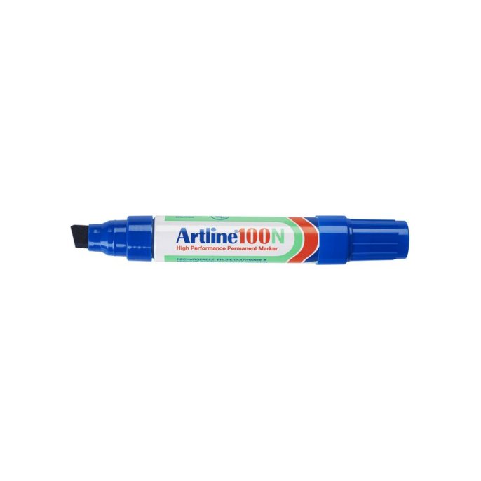 Artline 100N Permanente Marker. Beitelvormige Punt. 7.5 - 12.5 mm. Blauw