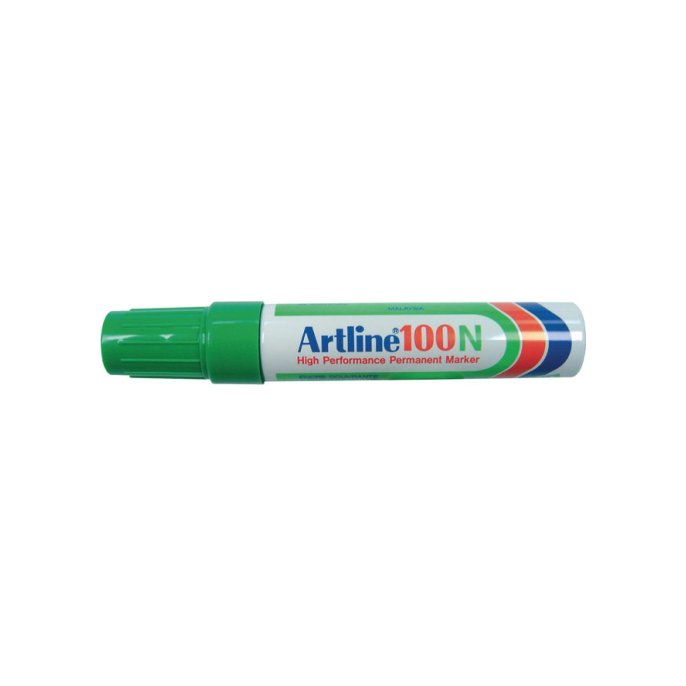 Artline 100N Permanente Marker. Beitelvormige Punt. 7.5 - 12.5 mm. Groen