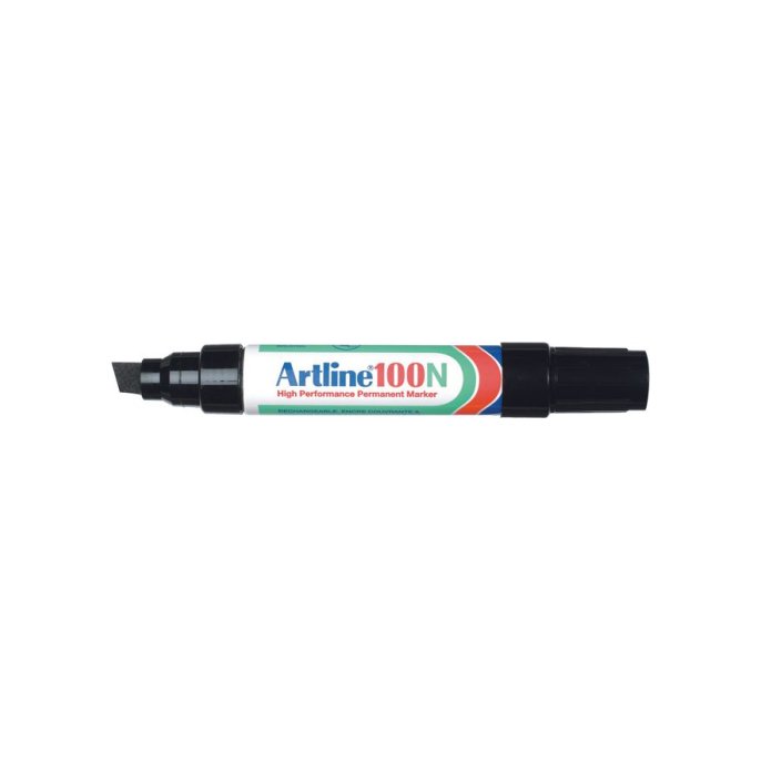 Artline 100N Permanente Marker. Beitelvormige Punt. 7.5 - 12.5 mm. Zwart