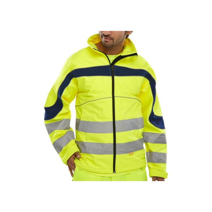 B SEEN Eton Softshell Jas Reflecterend Fleece-gevoerd Maat L Geel