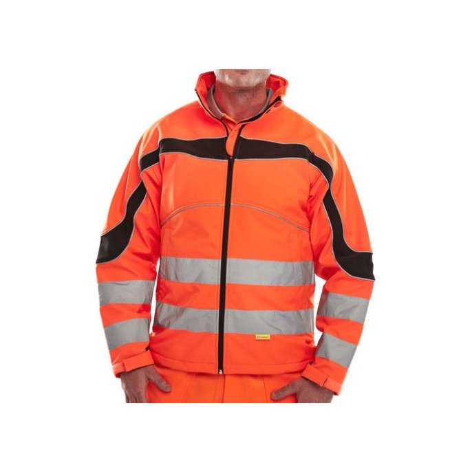 B SEEN Eton Softshell Jas Reflecterend Fleece-gevoerd Maat L Oranje