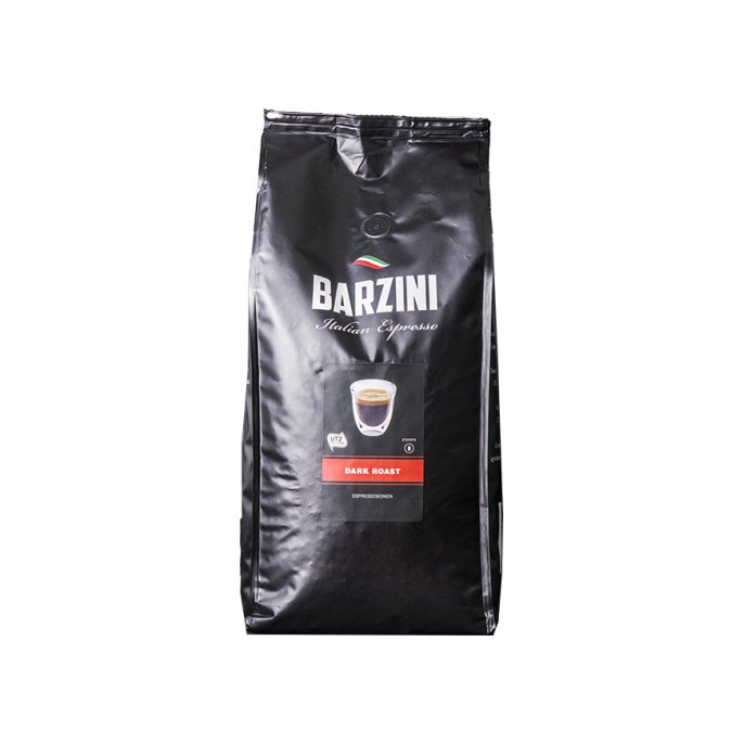 BARZINI Dark Roast Espresso UTZ Koffiebonen 1 kg (doos 8 stuks)