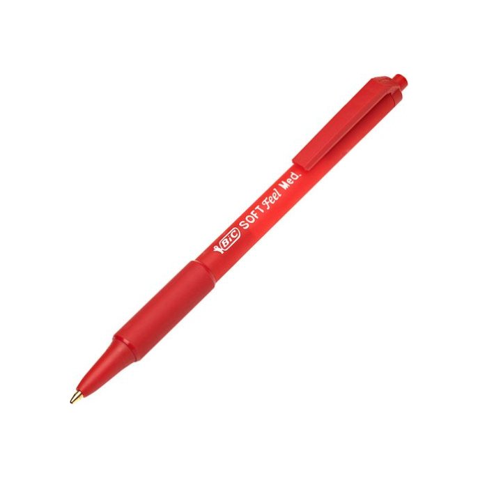 BIC® Soft Feel Clic Balpen Medium Punt 1 mm Rood (pak 12 stuks)