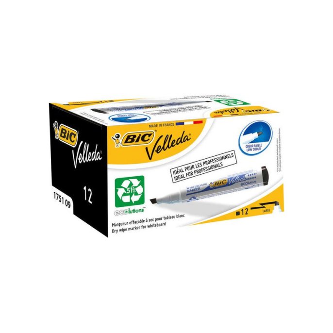 BIC® Velleda Eco 1751 Whiteboardmarker Beitelvormige Punt 3 - 55 mm Zwart (doos 12 stuks)