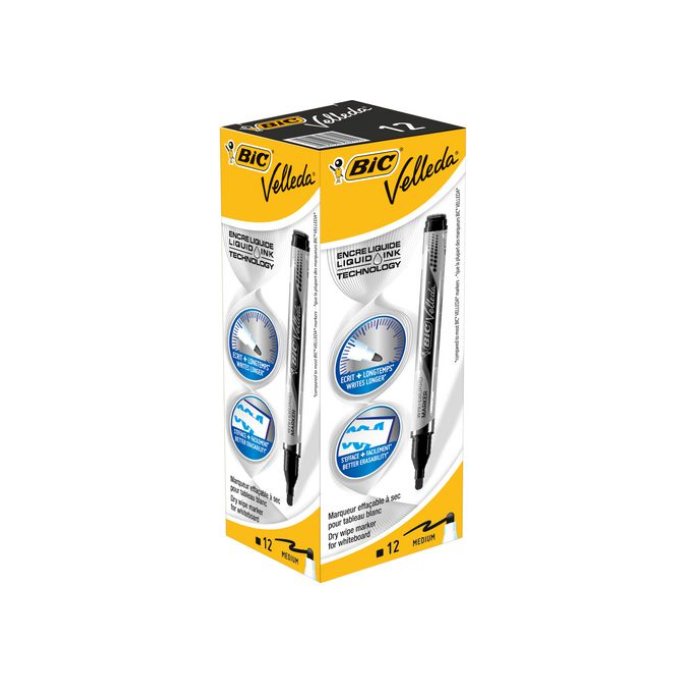 BIC® Velleda Whiteboardmarker Ronde Punt 22 mm Zwart (doos 12 stuks)