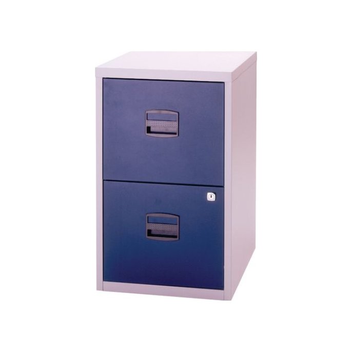 BISLEY Basic Hangmappenkast met 2 Laden 711 x 470 x 622 mm Lichtgrijs met Blauw