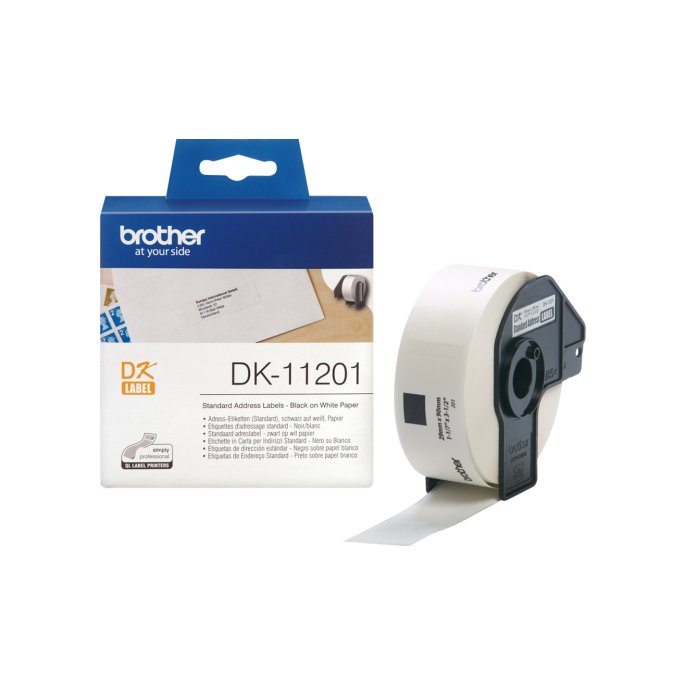 BROTHER DK-11201 Adreslabels Papier 29 x 90 mm Zwart op Wit (rol 400 stuks)