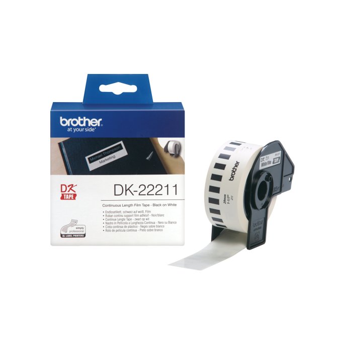 BROTHER DK-22211 Labels Papier 29 mm Zwart op Wit (rol 15.24 meter)