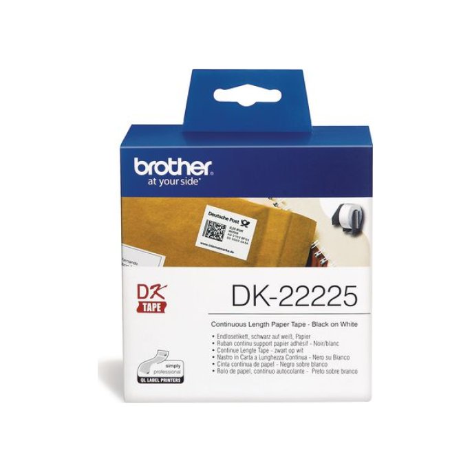 BROTHER DK-22225 Labels Papier 38 mm Zwart op Wit (rol 3048 meter)