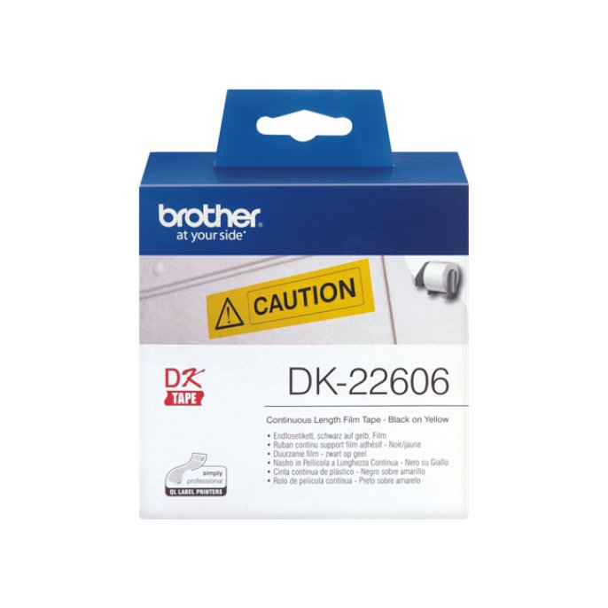 BROTHER DK-22606 Labels Papier 62 mm Zwart op Geel (rol 15.24 meter)