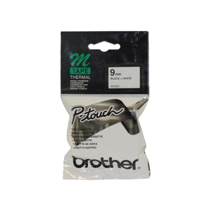 BROTHER MK221BZ Labeltape 9 mm x 8 m Zwart op Wit