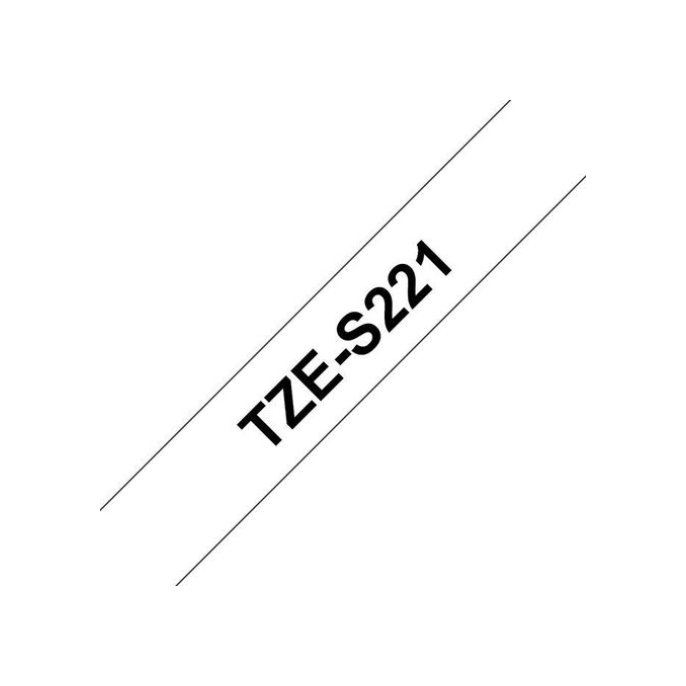 BROTHER TZe-S221 Tape Extra Kleefkracht 9 mm x 8 m Zwart op Wit