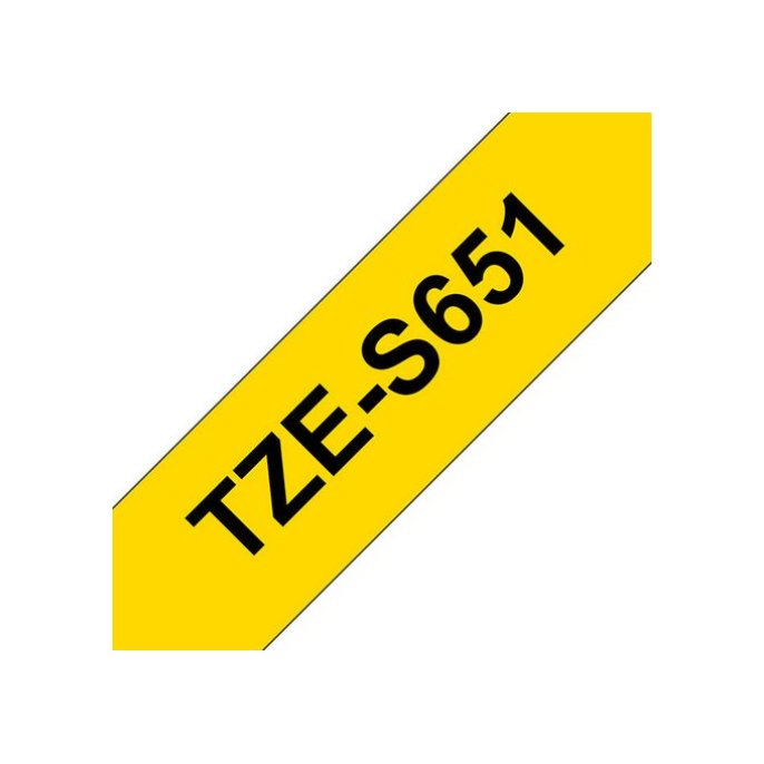 BROTHER TZe-S651 Tape Extra Kleefkracht 24 mm x 8 m Zwart op Geel