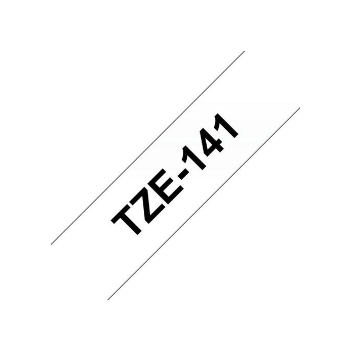 BROTHER TZe141 Labeltape 18 mm x 8 m Zwart op Transparant