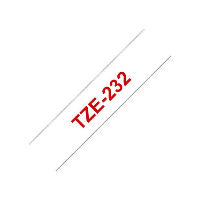 BROTHER TZe232 Labeltape 12 mm x 8 m Rood op Wit