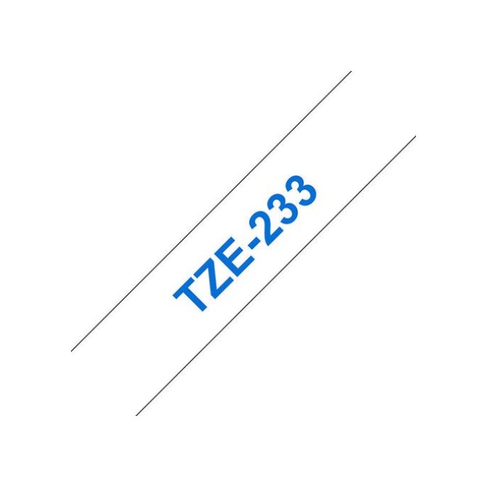 BROTHER TZe233 Labeltape 12 mm x 8 m Blauw op Wit