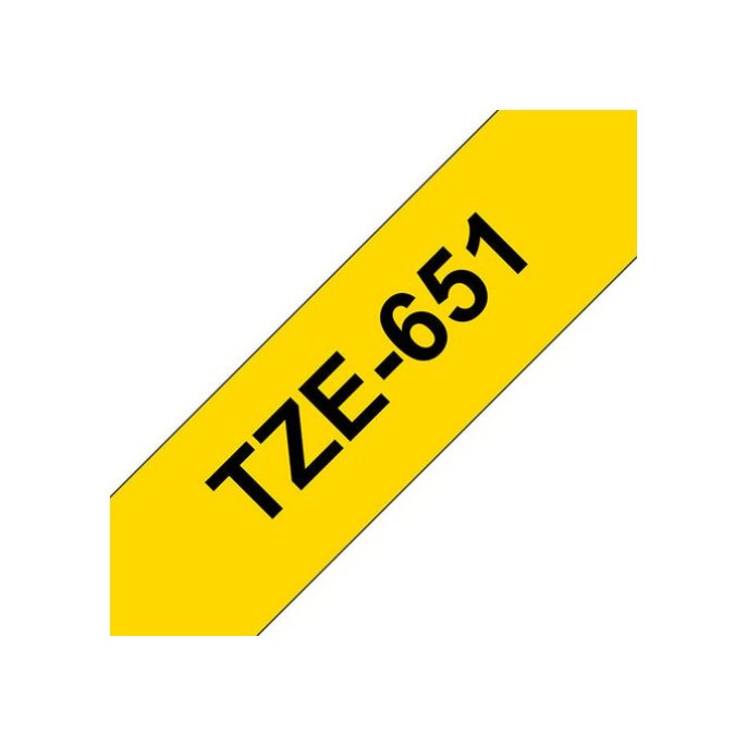 BROTHER TZe651 Labeltape 24 mm x 8 m Zwart op Geel