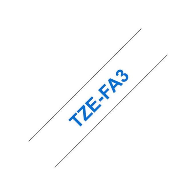 BROTHER TZeFA3 Labeltape 12 mm x 3 m Blauw op Wit