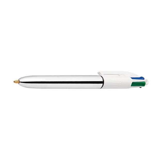 Balpen BIC 4-kleuren Shine zilver