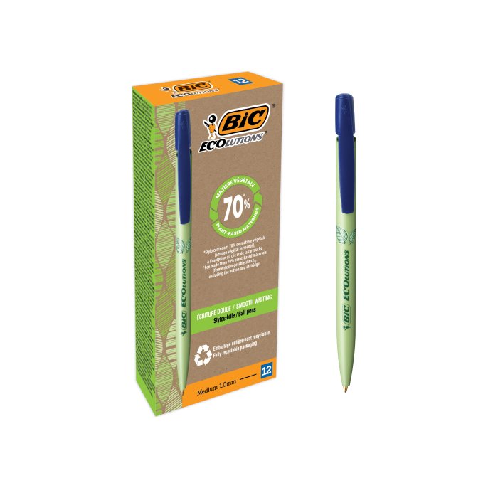 BIC Balpen ECOlution Clic M blauw (doos 12 stuks)