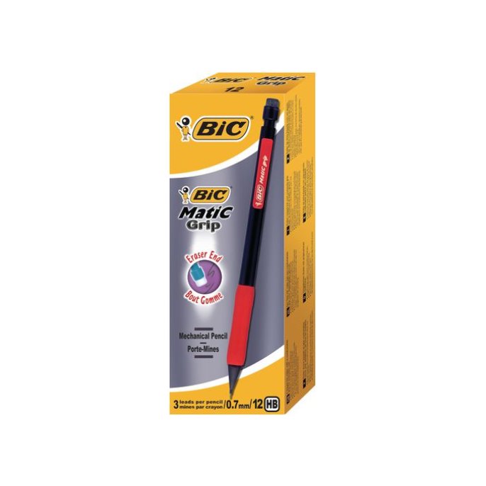 BiC Matic Grip-vulpotlood HB lood 0.7 mm zwarte huls met grip (pak 12 stuks)