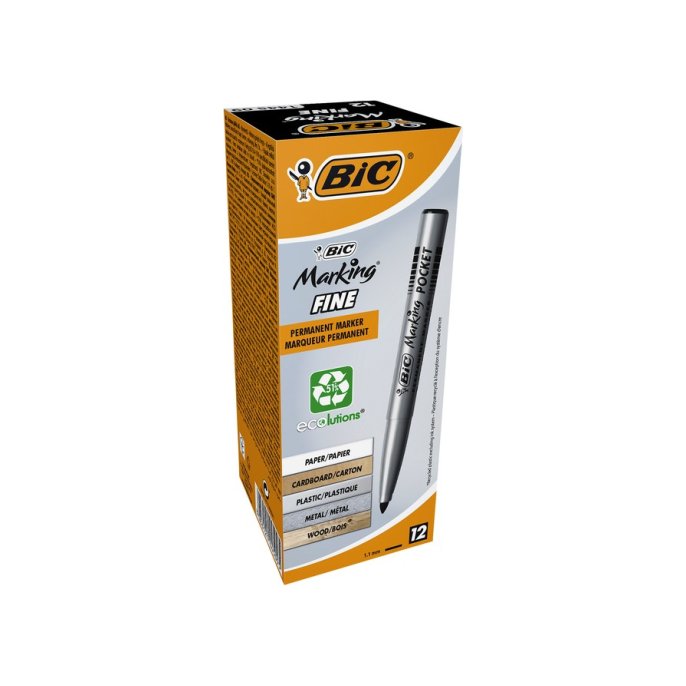 BiC Pocket 1445 Permanent marker Zwart (1 pak x 12 stuks)