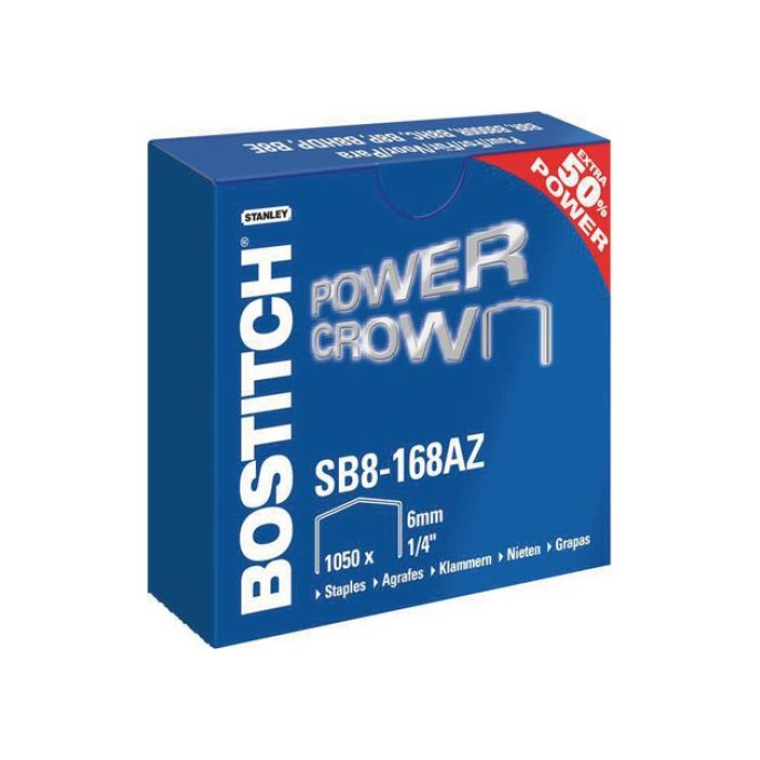 Bostitch B8® PowerCrown™ Premium Nietjes 6 mm Verzinkt Staal Zilver (pak 1050 stuks)