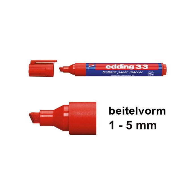 EDDING 33 Brilliant marker 1-5mm rood (10 stuks)