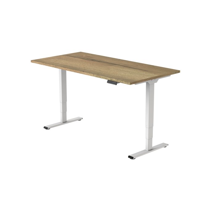 Bureau Econ elektrisch 160X80cm Natuur Eiken Blad Witte Poten