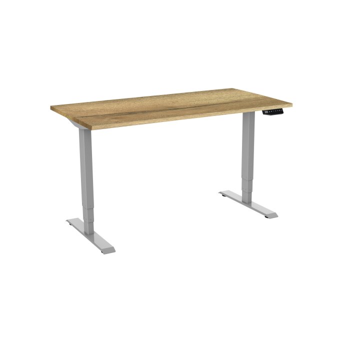 Bureau elektrisch 2-motorig 120X80cm Natuur Eiken Blad Aluminium Poten