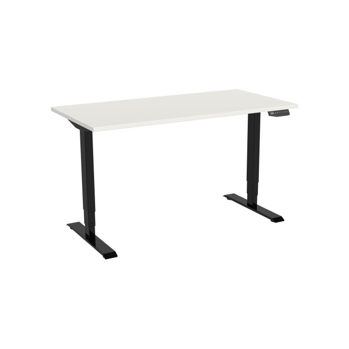 Bureau elektrisch 2-motorig 120X80cm Wit Blad Zwarte Poten