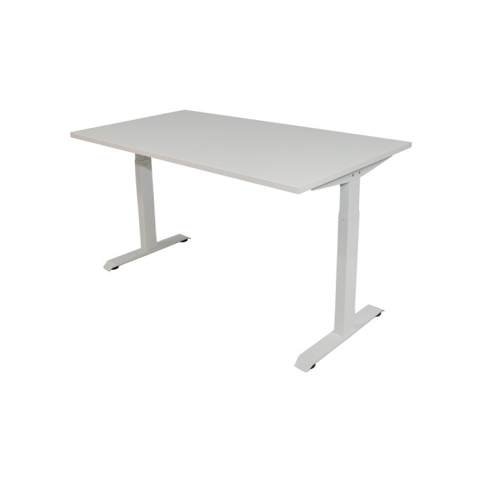 Bureau instelbaar 120X80cm Wit Blad Witte Poten