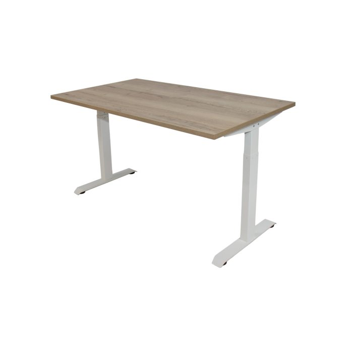 Bureau instelbaar 140X80cm Natuur Eiken Blad Witte Poten