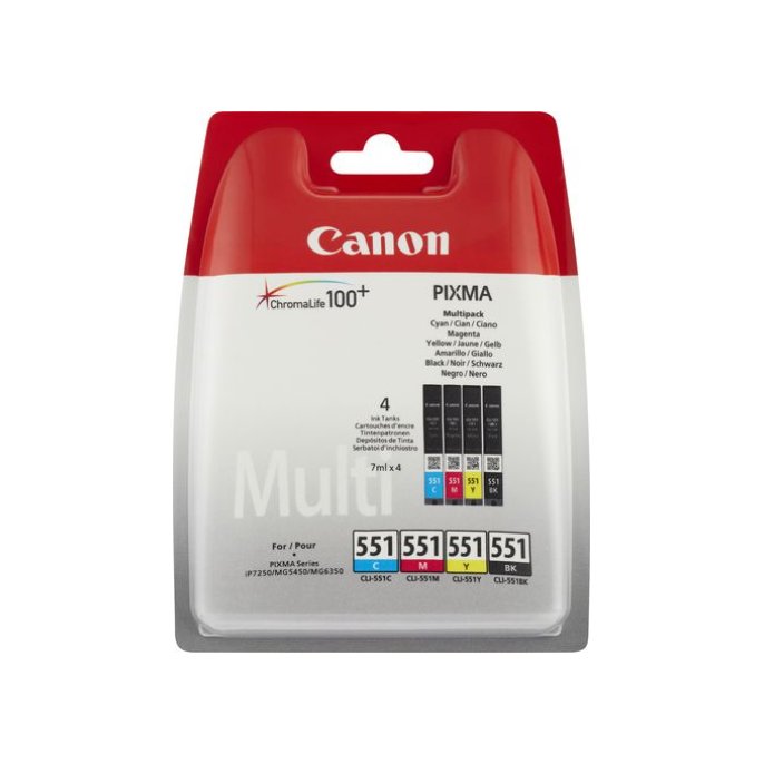 CANON CL-551 Inktcartridge Zwart en kleur (pak 4 stuks)