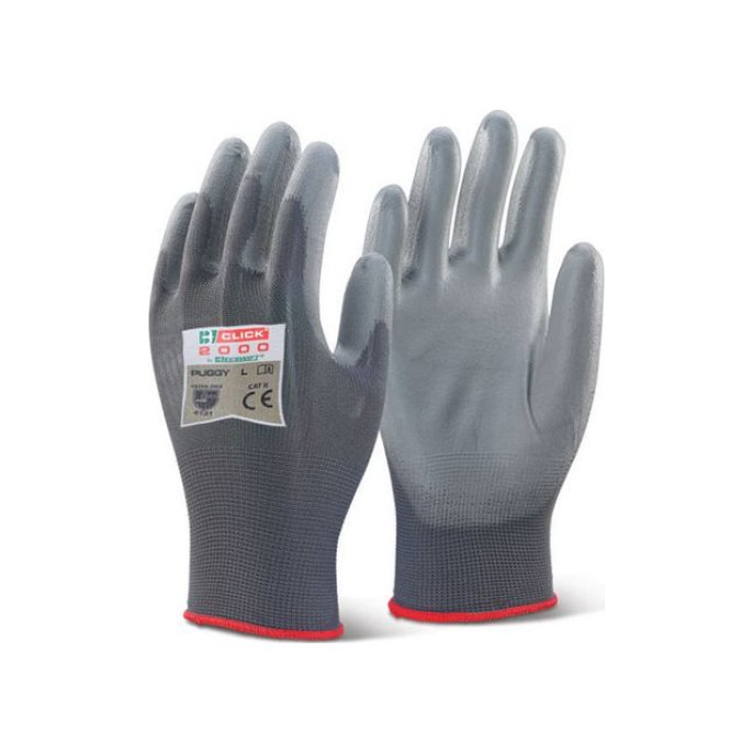 Click Handschoenen PU Gecoat Grijs Large (doos 10 stuks)