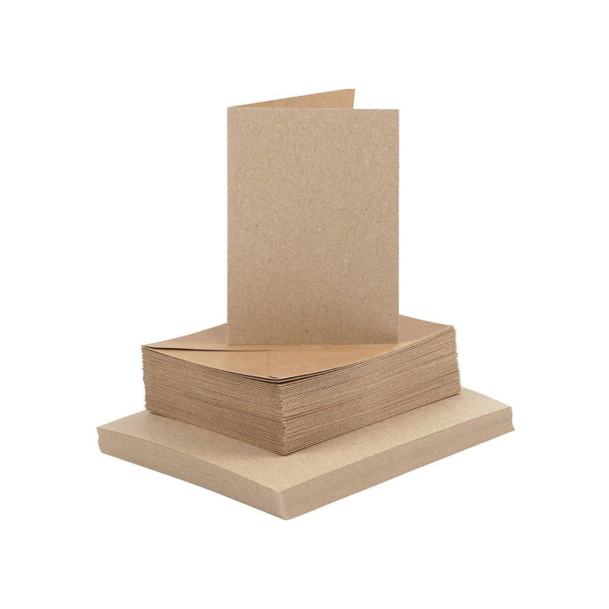 Creotime Kaarten & Enveloppen Naturel 10.5x15 cm (pak 50 sets)