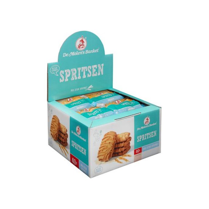 De Molen's Banket Spritsen koek (doos 40 stuks)