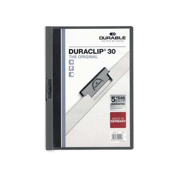 DURABLE Duraclip® Klemmap A4 1-30 vel Antraciet (doos 25 stuks)