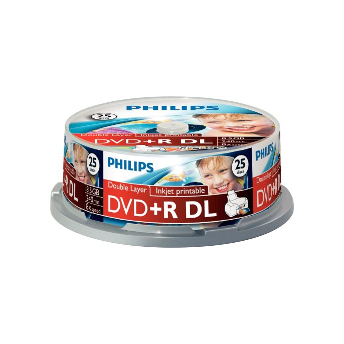 DVD+R Philips 8.5GB printable DL/pk25