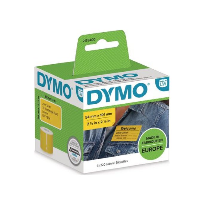 DYMO 2133400 Badge Naamlabel 54 x 101 mm Zwart op geel (pak 220 stuks)