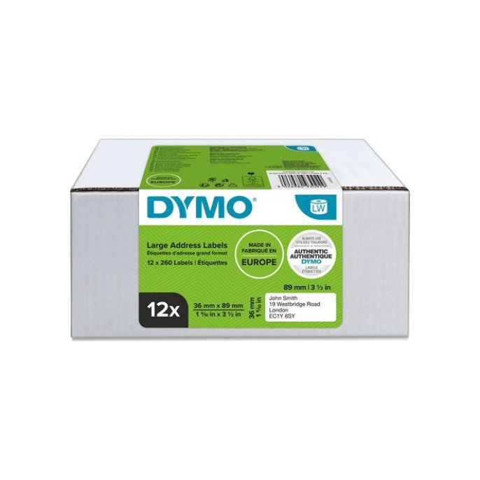 DYMO 99012 Etiket 36 x 89 mm (pak 12 rollen)