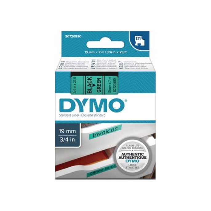 DYMO D1 labeltape 19 mm Zwart op groen 45809