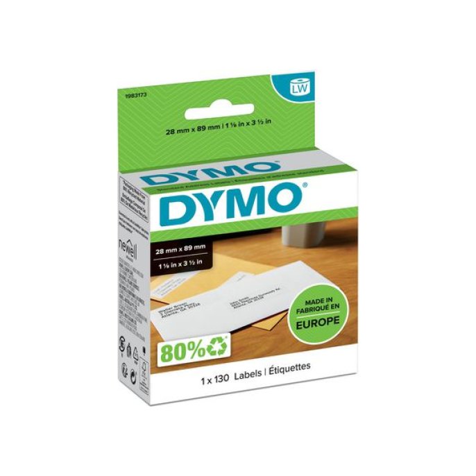 DYMO LW Adreslabels Papier 28 x 89 mm Zwart op Wit